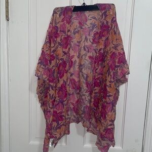 Old Navy Floral Kimono with Pink and Orange Accents